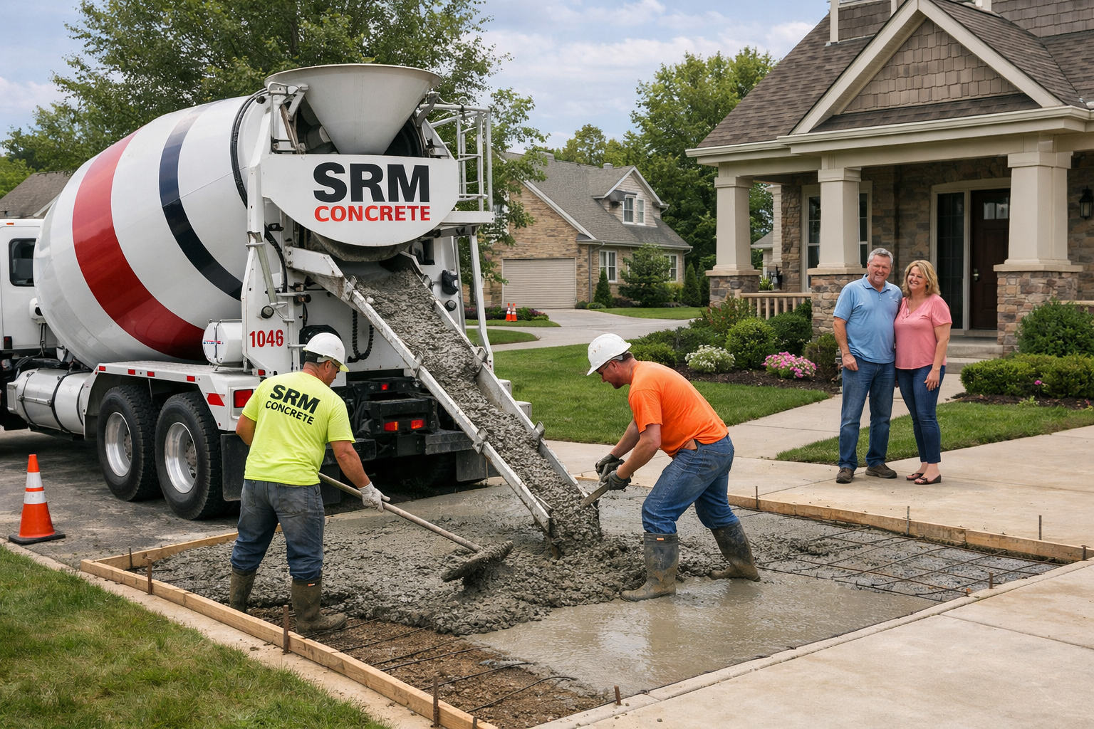 Residential driveway concrete pour